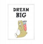  Gyerekszoba poszter "Dream big" felirattal 21X29, 7 cm fehér keret (MP1-0274_21X29,7,063)