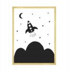  Gyerek és ifjúsági poszter, grafika, rakéta, 50x70 cm arany keret (MP1-0235_50X70,045)