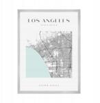  Los Angeles várostérkép poszter, négyzet alakú, 21x29, 7 cm ezüst színű keret (MP1-0069_21X29,7,039)