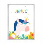  Gyerek Poszter Egyszarvú 21X29, 7 cm ezüst keret (MP1-0324_21X29,7,039)