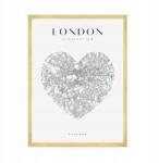  London várostérkép plakát szívvel 50x70 cm arany keret (MP1-0026_50X70,045)