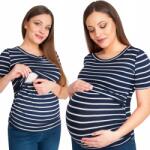 Przyszła Mama Rövid ujjú Csíkos Szoptatós Kismama Blúz