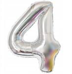 PartyPal Léggömb Szám 4 Ezüst 100cm 1 méter 4 Születésnap 4 Éves Héliumos Fólia XXL