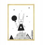  Gyerekszoba poszter Nyuszi lufival 50x70 cm arany keret (MP1-0226_50X70,045)