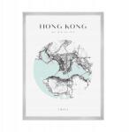  Hong Kong várostérkép poszter kb. 21x29, 7 cm ezüst keret (MP1-0073_21X29,7,039)