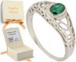  Ezüst Gyűrű Zöld Kővel 925 Minta Ajándék 20 (biżuteria na urodziny imieniny rocznicę)