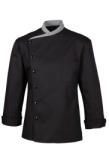 Chefs.hu Szakácskabát - fekete, patentos, 100% pamut (00672)