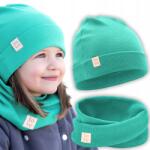 Bubalove Sapka Kétkamás Szett Csecsemő Sapka Pamut Neozieleń 40-46 cm (Bawełniana czapka z kominem neozieleń Wn1)