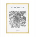  Mexikóváros térkép poszter, négyzet alakú, 50x70 cm arany színű keret (MP1-0045_50X70,045)