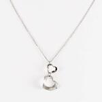  Ezüst Nyaklánc - Dupla Szív Medál - Állítható Hossz