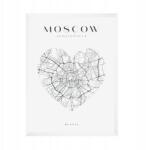  Moszkva várostérkép poszter szívvel 21x29, 7 cm fehér keret (MP1-0056_21X29,7,063)