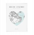  Rio De Janeiro, Brazília várostérkép plakát szívvel, 21x29, 7 cm fehér keret (MP1-0143_21X29,7,063)