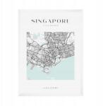  Szingapúr várostérkép plakát, Ázsia, Temasek, négyzet alakú, 21x29, 7 cm fehér keret (MP1-0111_21X29,7,063)
