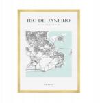  Rio De Janeiro Brazília várostérkép plakát, négyzet alakú, 50x70 cm arany keret (MP1-0141_50X70,045)