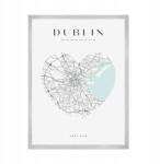  Dublin várostérkép poszter szívvel 21X29, 7 cm ezüst keret (MP1-0140_21X29,7,039)