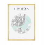  Poszter Portugália várostérképe Lisszabon fővárossal kb. 50x70 cm arany keret (MP1-0109_50X70,045)