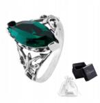 Ulex Premium Ezüst gyűrű pr. 925 Smaragd kristályos gyűrű méret 24 (PC-2155-P/24 zielony kryształ)