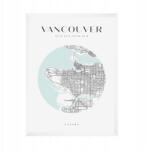  Város térkép poszter Kanada Vancouver környéke 21X29, 7 cm fehér keret (MP1-0016_21X29,7,063)