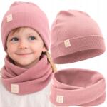 Bubalove Lány Baba Sapka Kétrészes Szett Kislány Sapka Csikos Peonia 40-46 cm (Czapka i komin wiosna jesień peonia Wn1)