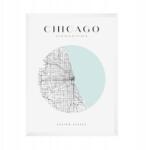  Chicago várostérkép poszter, kb. 21x29, 7 cm fehér keret (MP1-0094_21X29,7,063)