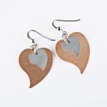  Kettős Szív Ezüst Fülbevaló - Ródium Bevonat - 25x40 mm