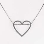  Ezüst Szív Medál Nyaklánc - Ródium Bevonat - 35x35mm