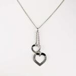  Ezüst Dupla Szív Medál Nyaklánc - Ródium Bevonat - 42-46 cm