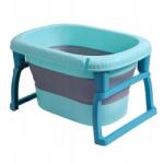  Összecsukható fürdőszobai kád, Alista Home, PP+TPE anyagból, 0-6 éves gyermekeknek, lábakkal, ülőrésszel, szivárgásmentes lefolyóval, 48, 5x25x72 cm, kék