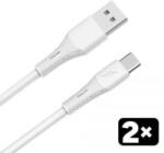 AVAX CB4301 2x 18W USB-A - USB-C gyorstöltő szilikon kábelcsomag 1.5m fehér (AVAX_CB4301)