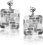  Toscana Ezüst Fülbevaló - Négyzet - Tégla minta