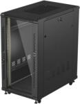 Lanberg 19" szabadon álló rack szekrény 22U/600X1000 üvegajtó, lapraszerelt, fekete (FF01-6022-12B) - xupe