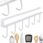 Verk Group Fehér fém konyhai szekrény alá szerelhető 6 akasztós akasztó (07402_B)