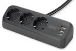 ASSMANN Prelungitor cu 3 x Schuko + 2 x USB-A + 1 x USB-C cu montare birou Negru 1.5m, Digitus DA-70625 (DA-70625)