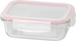 MagicHome Tárolóedény MagicHome, Téglalap alakú, 650 ml, fedéllel, Clip, üveg