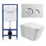 Welland Cono Tornado fali WC (márvány szín) + tartály króm nyomólappal