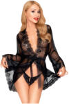 Penthouse Hypnotic Power - csipke rövid köntös és tanga (fekete) (4061504006628)