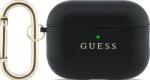 Guess Grained Classic Logo Hook husă pentru AirPods Pro 3 neagră (GUAP3PGUGMK)