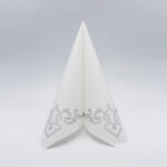 PAW textilhatású szalvéta 40x40 cm 50 lap/csomag Elegant Frame fehér-ezüst