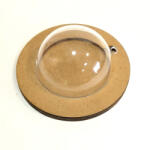  Két részes MDF szett akril fél gömbbel. Gömb mérete: 6 cm, MDF alap mérete: 9 cm