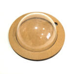  Két részes MDF szett akril fél gömbbel. Gömb mérete: 8 cm, MDF alap mérete: 11 cm