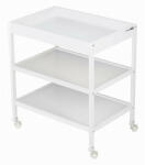 FreeON Masuta de infasat, FreeON, Mila, din lemn, cu 4 roti pentru transport facil, cu 3 suprafete de depozitare, 76x54x86 cm, White (82702) - caruciorcopii Saltea de infasat