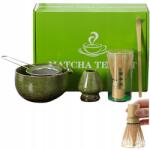  Matcha teáskészlet, seprűtartó, kanál, habverő, szűrőtartó, gombóc, 5 db, ajándék, zöld (Homkel-569)