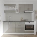 haaus Set Bucatarie Karo V12, Gri Lucios/Alb, MDF, Blat Thermo 28 mm, L 200 cm (924393)
