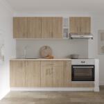 haaus Set Bucatarie Karo V14, Lemn Natural/Alb, Blat Thermo 28 mm, L 220 cm (918941)