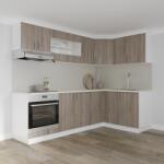 haaus Set Bucatarie Colt Karo V34, Stejar Sonoma Inchis/Alb, Blat Thermo 28 mm, L 240 x 140 cm (919863)