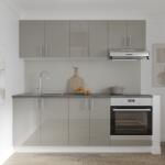 haaus Set Bucatarie Karo V10, Gri Lucios/Alb, MDF, Blat Thermo 28 mm, L 200 cm (924379)