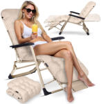 Sofotel ChillWell összecsukható kerti nyugágy párnával, bézs (286404)