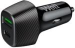 Well Incarcator auto Well 51W 1x USB type C PD 33W PPS + 1x USB-A QC 18W negru PSUP-USB-CPQ5101BK-WL (PSUP-USB-CPQ5101BK-WL) - drumix