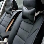 AMiO Set 2 perne pentru tetiere auto, marca AMIO, pentru sustinere gat din piele ecologica, culoare NEGRU (AM03130)