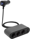 SAL Somogyi Audio Line Distribuitor auto 12V /24V 3 prize 80W + 2x USB 3.4A + Voltmetru SAL SAU80W (SAU80W)
